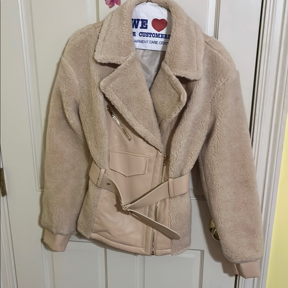 Women's Beige Faux Shearling Jacket